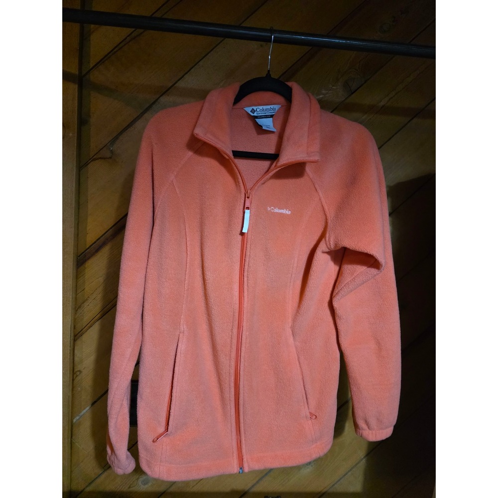Columbia Benton Springs‎ Full Zip Fleece Jacket Womens Large Coral Peach Pink